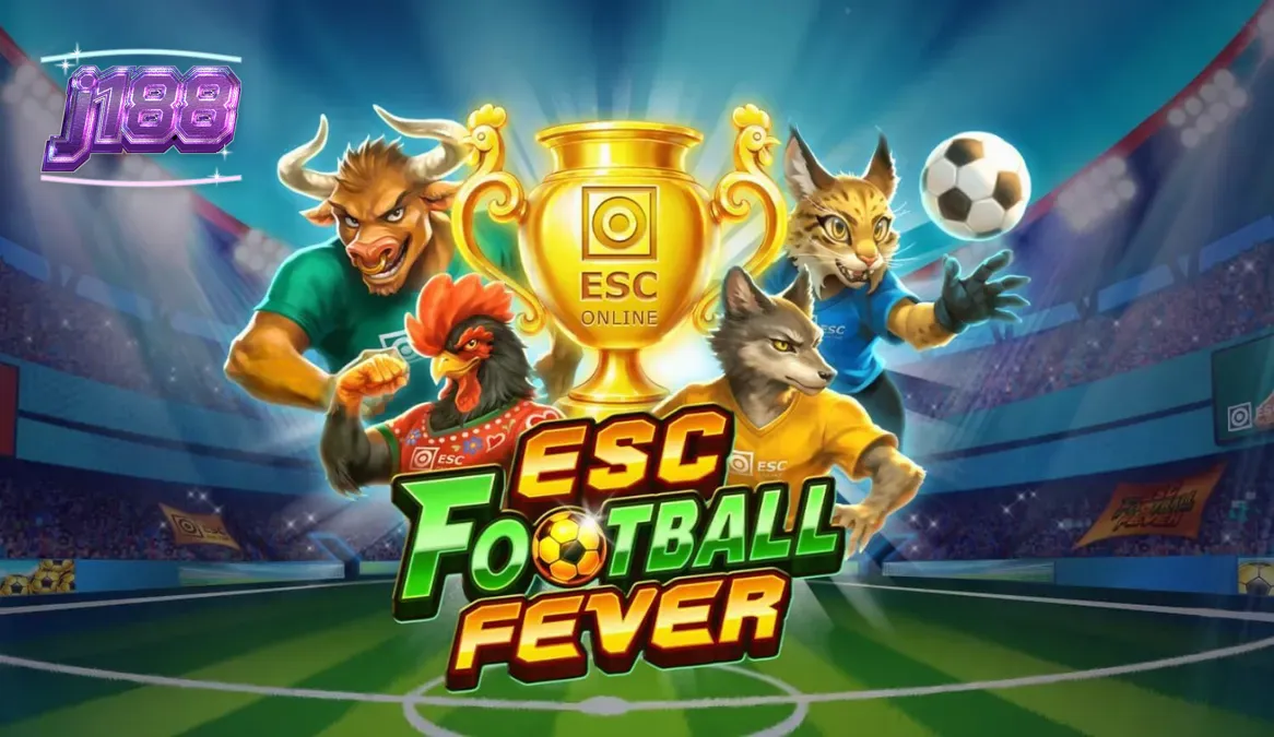ESC Football Fever slot game interface na may stadium theme